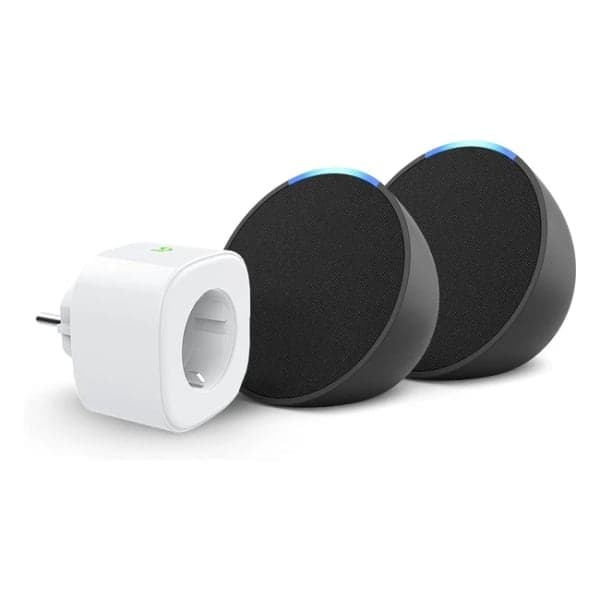 Echo Pop Anthrazit 2er Pack - Meross Smart Plug WLANsteckdose - Alexa kompatibel - Smarthome Einsteigerpaket