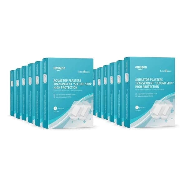 Amazon Basic Care Waterproof Plasters - High Protection 60 Count (12 Packs)