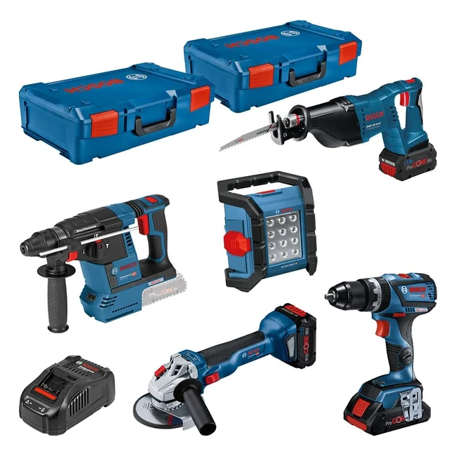 Bosch Professional 18V System Set XLBoxx1 GSB 18V60 C GSA 18VLI GLI 18V1200 C - ProCore18V 40Ah - GWS 18V10 GBH 18V26 - ProCore18V 80Ah
