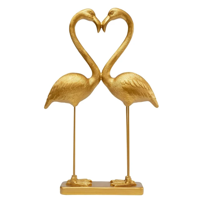Kare Deko-Figur Flamingo Love, Gold, H 63cm, handgefertigt, modernes Accessoire