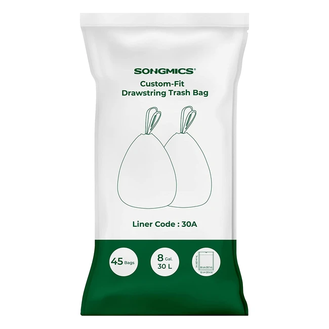 Sacs Poubelle Songmics 30L - 1 Rouleau de 45 Pièces Blancs KRB30A