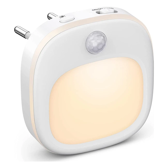 Veilleuse LED détecteur de mouvement avec gradation progressive - Chaud/Blanc - Lot de 1