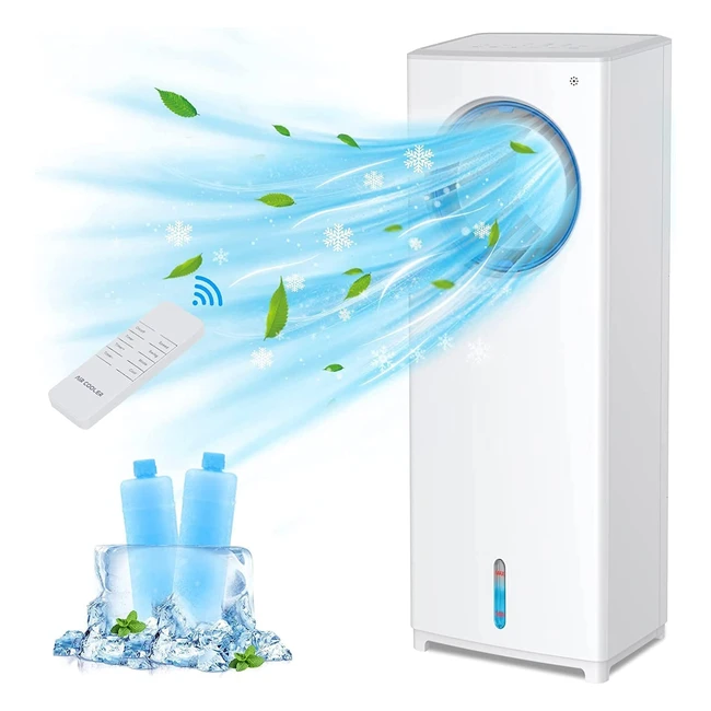 Mobiles Klimagerät 4-in-1 Luftkühler mit Wasser-Kühlung, ohne Abluftschlauch, 8h Timer, 3 Modi, 3 Stufen, oszillierend, mit Fernbedienung und 2 Kühlakkus