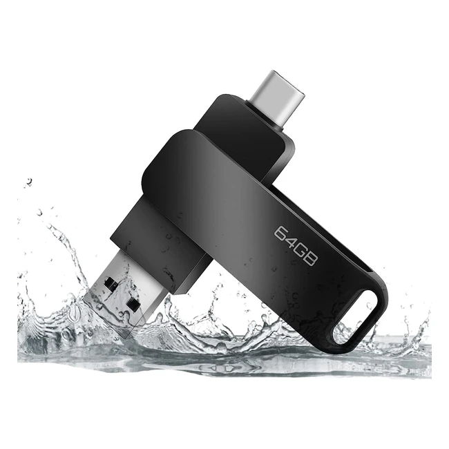 Clé USB C 64 Go Bifrost OTG Type C 2 en 1 en Métal pour Smartphone PC Tablette TV - Noir