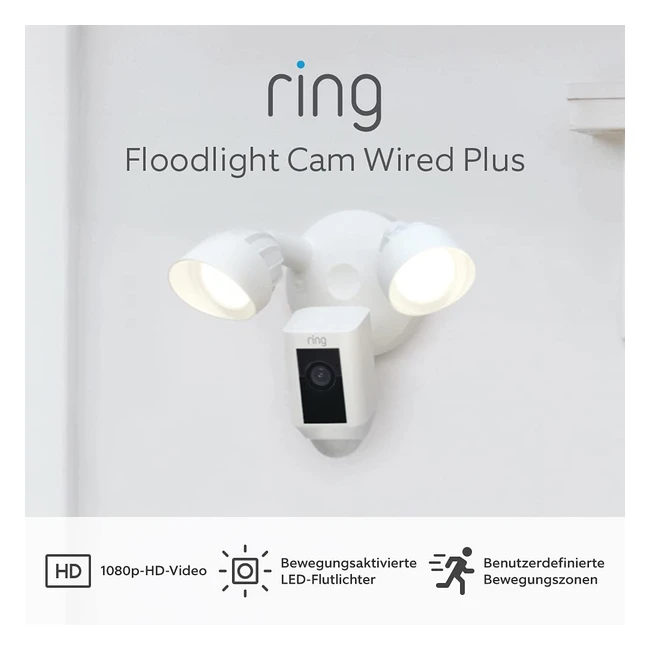 Ring Floodlight Cam Wired Plus - Zertifiziert und generalüberholt - Funktioniert mit Alexa - Weiß