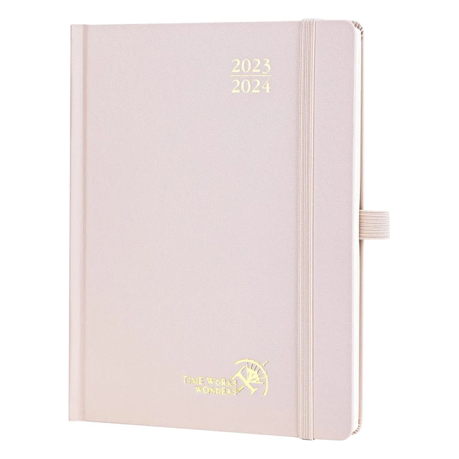 Agenda Scolaire Poprun 2023-2024 - 17 mois - Couverture rigide - Rose clair