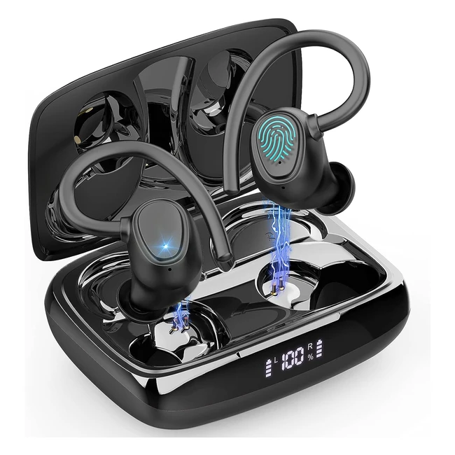 Écouteurs Bluetooth sans fil sport, HiFi stéréo 2023, Oreillette Bluetooth 53 avec réduction de bruit 20 mic, 48h de lecture, étanche IP7