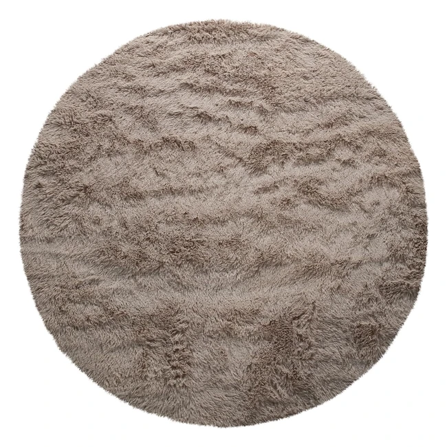 Paco Home Hochflor Teppich Rund, Rutschfest, Modern & Flauschig, 200 cm, Farbe: Taupe