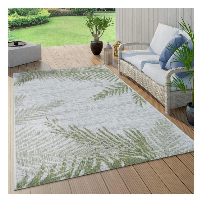Tapis Intérieur Extérieur Beige Vert Design Palmiers Balcon Terrasse 60x100cm
