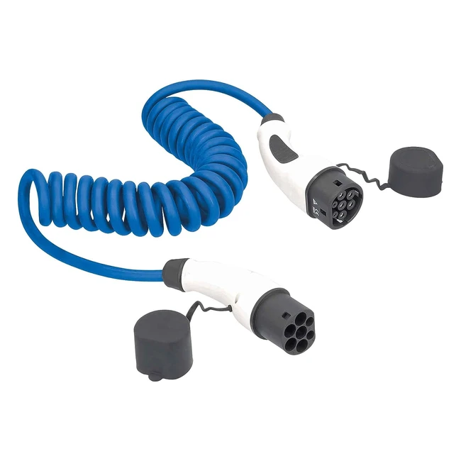 Asschwabe 65122 Spiral-Ladekabel für Hybrid-Elektroauto Mode 3 Typ 2 3-phasig 11 kW dehnbar 15 m inkl. Aufbewahrungstasche