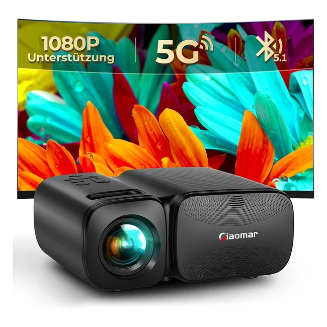 Mini Projektor 5G WiFi Bluetooth Projektor Full HD 1080p Giaomar 8000 Lumen Tragbarer Projektor für Smartphone PS5 Xbox TV Stick Laptop LED Heimkino Videoprojektor Kompatibel mit