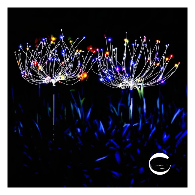 Décoration de jardin feu d'artifice solaire 120 LED - Lampe étanche pour terrasse, pelouse, jardin - Lot de 2