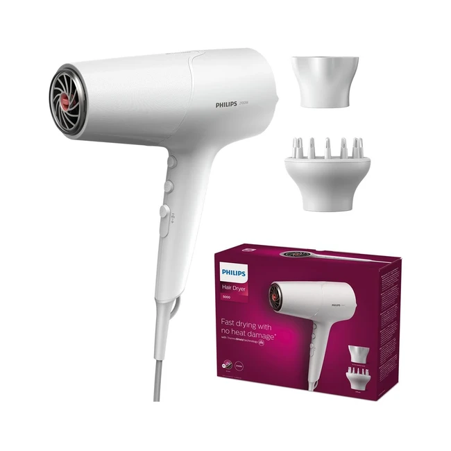 Philips Haartrockner Series 5000 mit Thermoshield Technologie 2100W - Schnelles Trocknen und Präzise Kontrolle