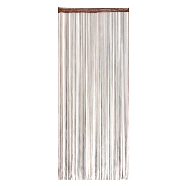 Rideau de fil Relaxdays, passage de tringle, raccourcissable, lavable, marron
