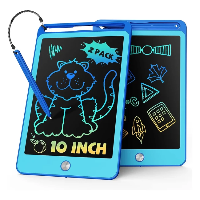 Tekfun 2 Pack Tableta LCD Niños 10 Pulgadas + Correa Lápiz | Regalo Cumpleaños 2-7 Años