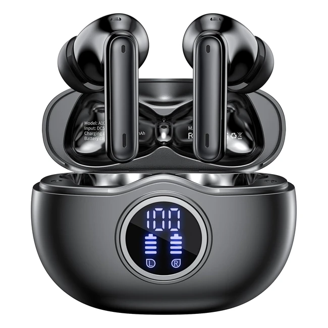 HKerr Wireless Earbuds - 50hrs Playtime, Noise Cancellation Mic, IPX7 Waterproof