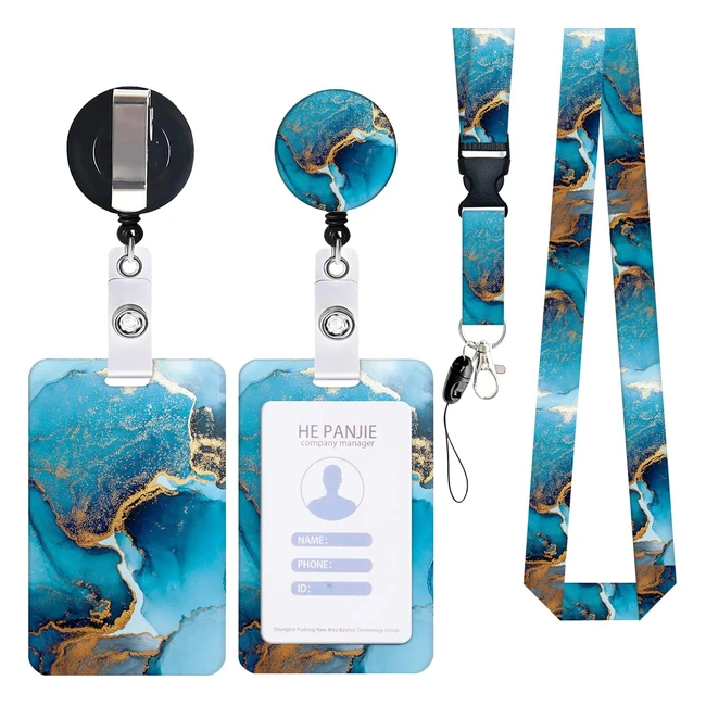 Porte-badge Zemolo avec cordon tour de cou - Porte-cartes rétractables pour cartes d'identification
