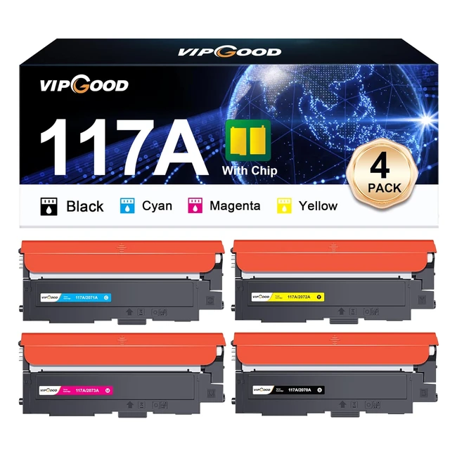 Cartouches de toner compatibles pour HP 117A W2070A - Noir Cyan Jaune Magenta - 4pack