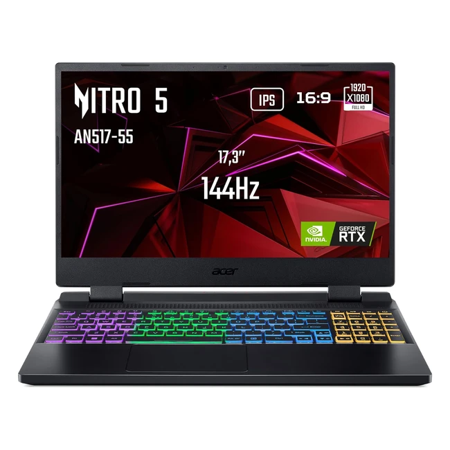 Acer Nitro 5 AN5175574QE - PC portable gaming 17.3'' Full HD IPS 144 Hz - Intel Core i7-12650H - NVIDIA GeForce RTX 4060 - 16 Go RAM - 512 Go SSD - Windows 11 - Noir