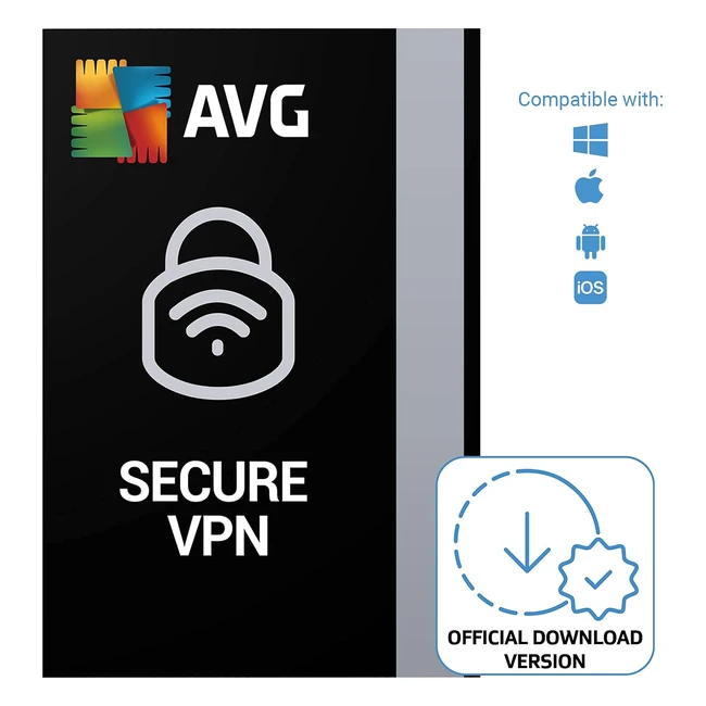 AVG Secure VPN: Privacy Protection, 5 Devices, 1 Year, PC/Mac, Activation Code