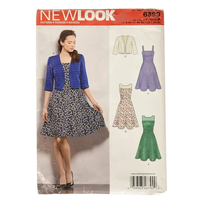 Robes New Look 6390 avec Jupe et Boléro - Taille A 8-18