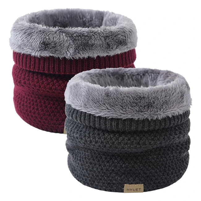 Hyuet Cachecou Hiver - Écharpe Circulaire Tricotée Tour de Cou Col Épaisse - Cache-Cou Double de Tube - Écharpe en Polaire Thermique Doux - Hommes Femmes Hiver pour le Ski Moto Vélo
