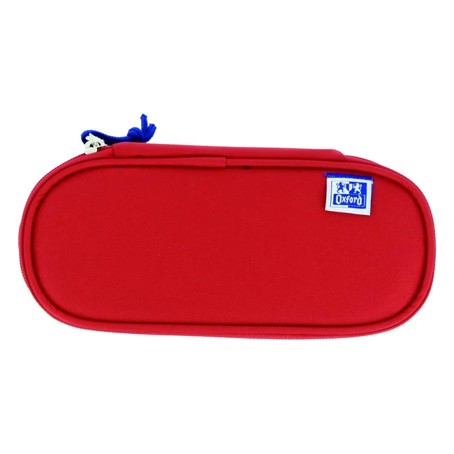 Estuche escolar Oxford oval, goma elástica, rojo, medidas 23x11x6cm