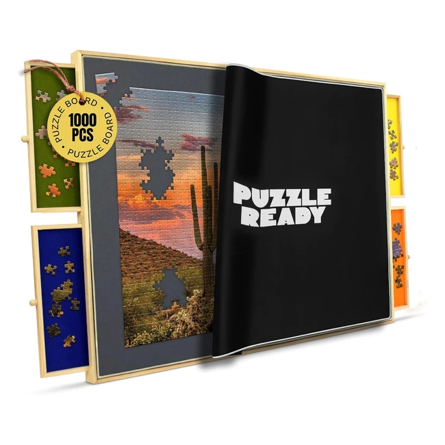 Mesa de Rompecabezas Portátil y Mesa de Almacenamiento | Ligera y Fácil de Almacenar | 4 Cajones Deslizantes | Alfombrilla de Puzzle Incluida