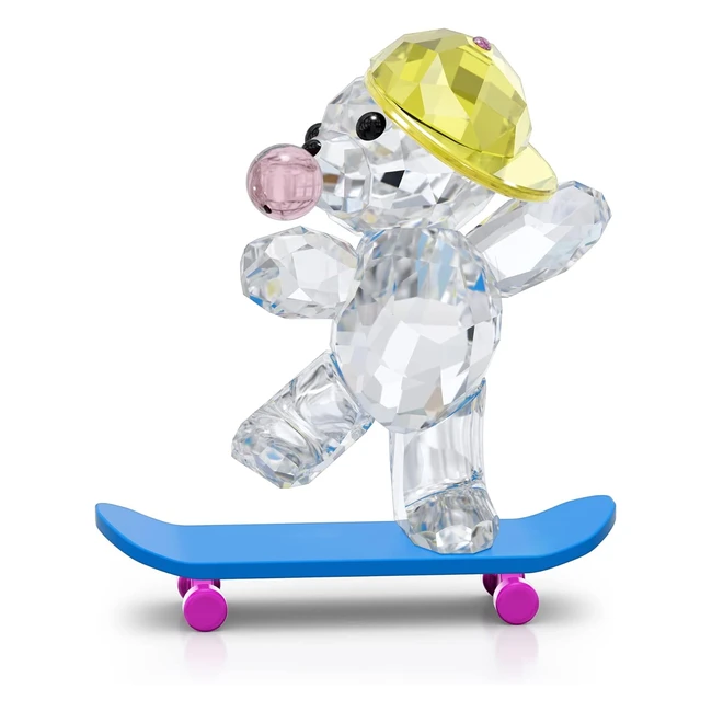 Ourson Kris Ours sur son Skate - Swarovski - Réf: XXXX - Facettes en Cristal