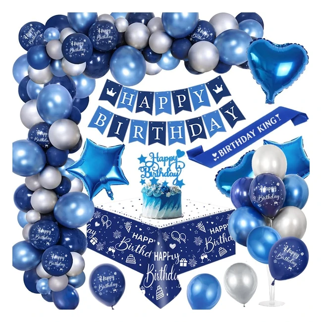 Palloncini Compleanno Ragazzo Uomo Blu Argento - Decorazioni Festa