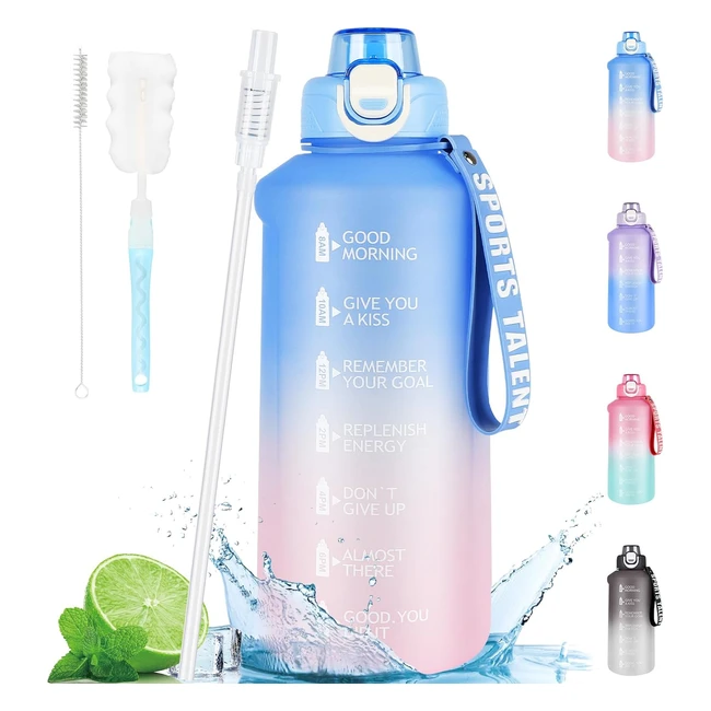 Borraccia 2 litri Aohan con cannuccia - Senza BPA, a prova di perdite, motivazionale