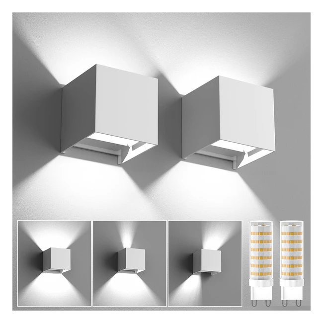 Applique LED 9W Haodrisk, esterno/interno, regolabile, IP65 impermeabile, bianco