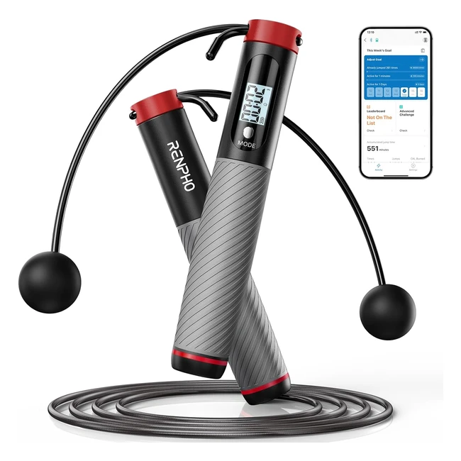Corde à sauter intelligente Renpho avec compteur sans fil - Fitness homme femmes enfants - Crossfit équipement d'entraînement