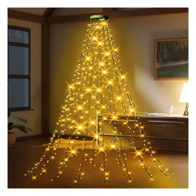 Guirlande Lumineuse Sapin Noël 2m 16 Branche 400 LED - Décoration Sapin de Noël Blanc Chaud