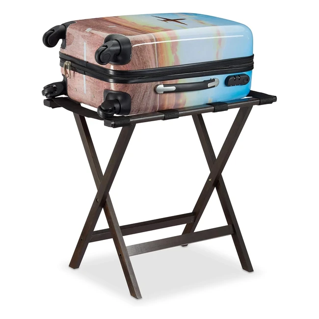 Relaxdays Portavaligia Pieghevole in Bambù per Valigie e Borsoni HLP 5x58x365 cm Marrone