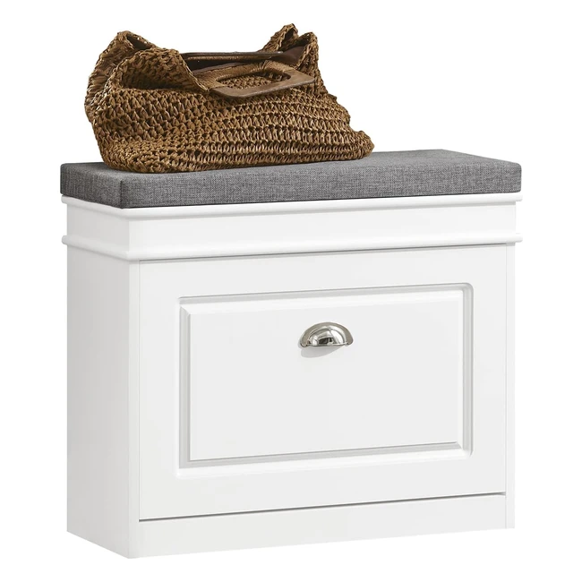 Banc à chaussures avec assise coussin rembourré et abattant - SoBuy FSR82KW - Blanc