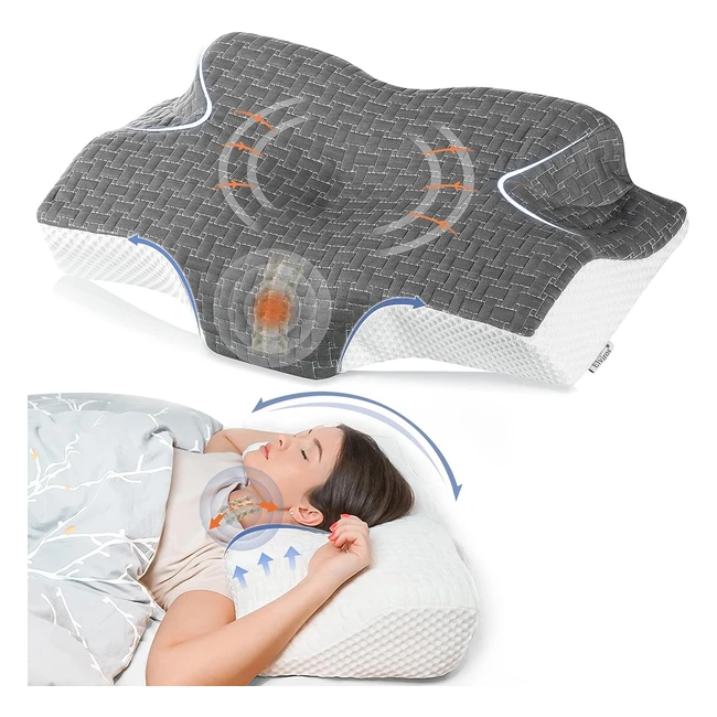 Almohada Viscoelástica Elviros para Dolor del Cuello y Hombro - Diseño Ergonómico