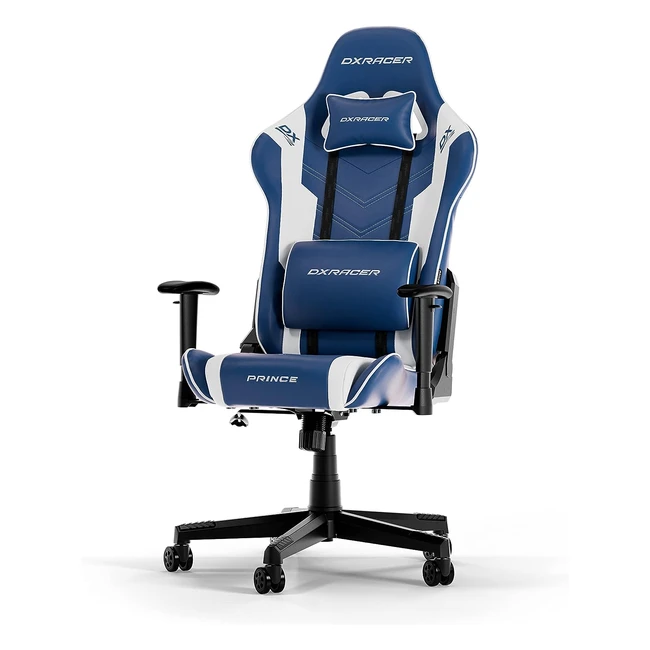 DXRacer L'Originale Prince P132 - Sedia Gaming Ecopelle Blu/Bianco - Fino a 185 cm