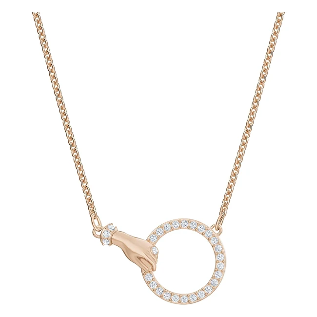 Swarovski Colección Symbol - Collar de Oro Rosa con Silueta de Mano y Aro de Cristales de Pave