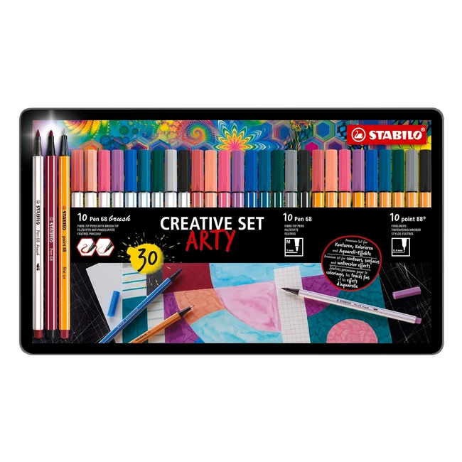 Stabilo Rotulador Premium Pincel y Fineliner - Estuche de 30 Unidades