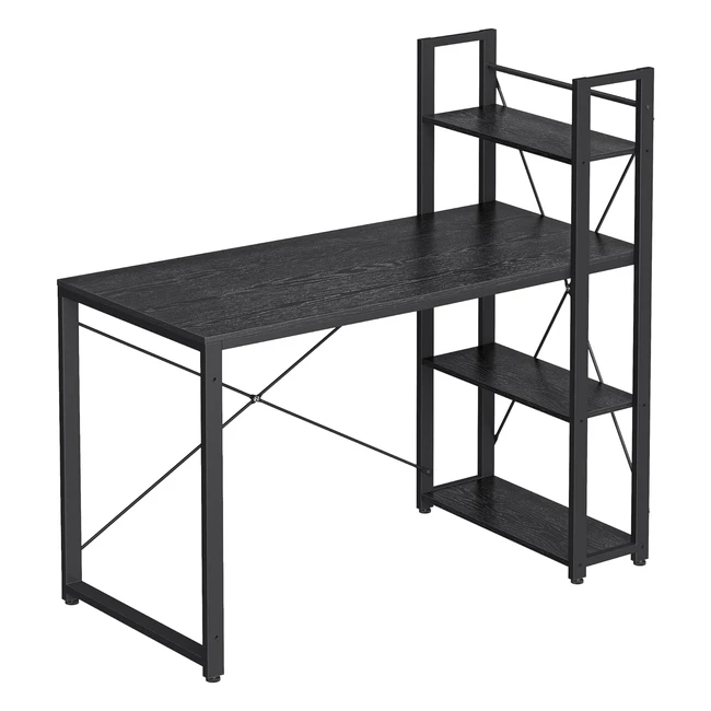 Bureau réversible VASAGLE avec étagères - Montage facile - Noir/Bois LWD048B56