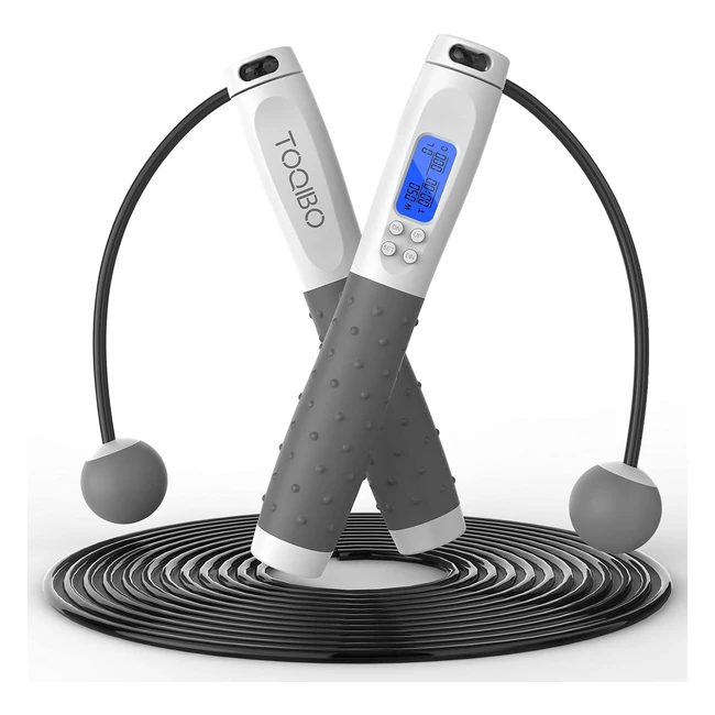 Corde à sauter sport sans fil avec compteur - Jump Rope réglable avec kilomètre numérique et compteur - Roulements à billes en acier