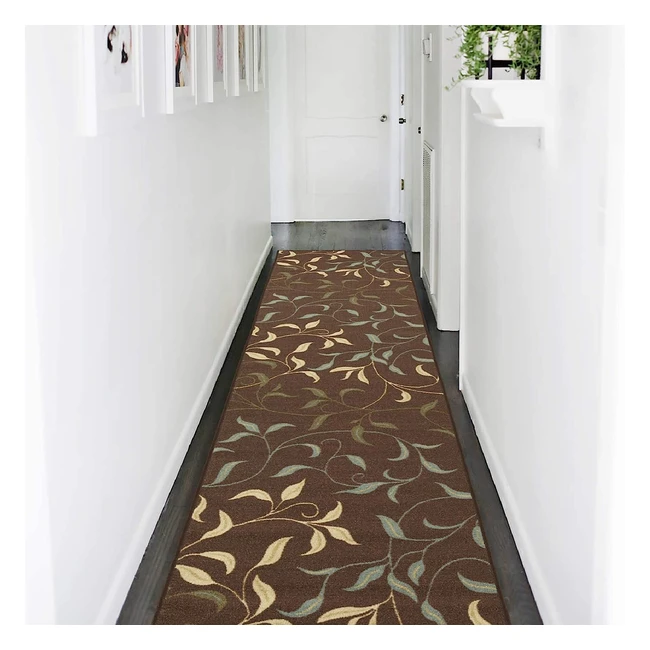 Passatoia Ottomanson Contemporanea Foglie 80cm x 300cm Marrone