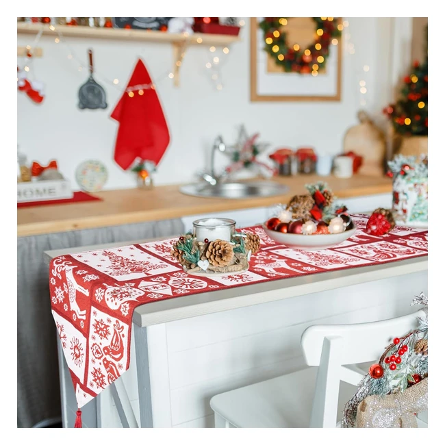 Camino de Mesa Navidad Ciervo Alce 35x180cm - Moderno y Lavable