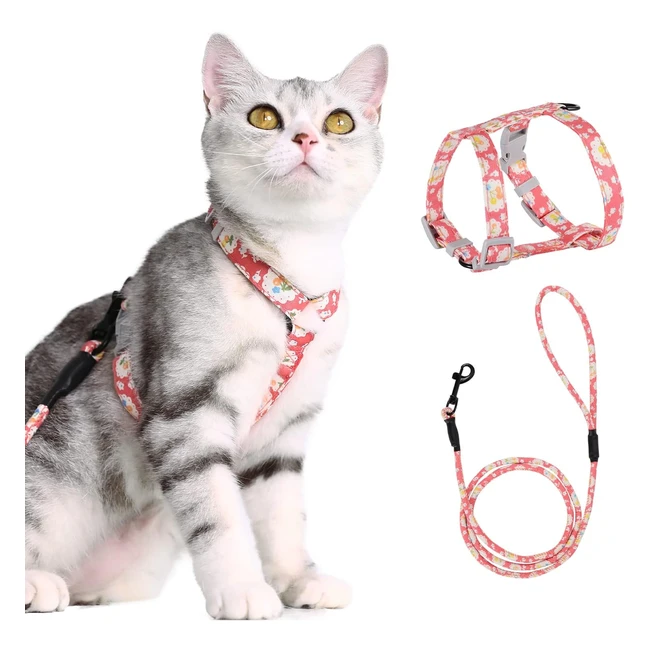 Pettom Pettorina per Gatti con Guinzaglio - Comodo, Regolabile, Allungabile - Rosa