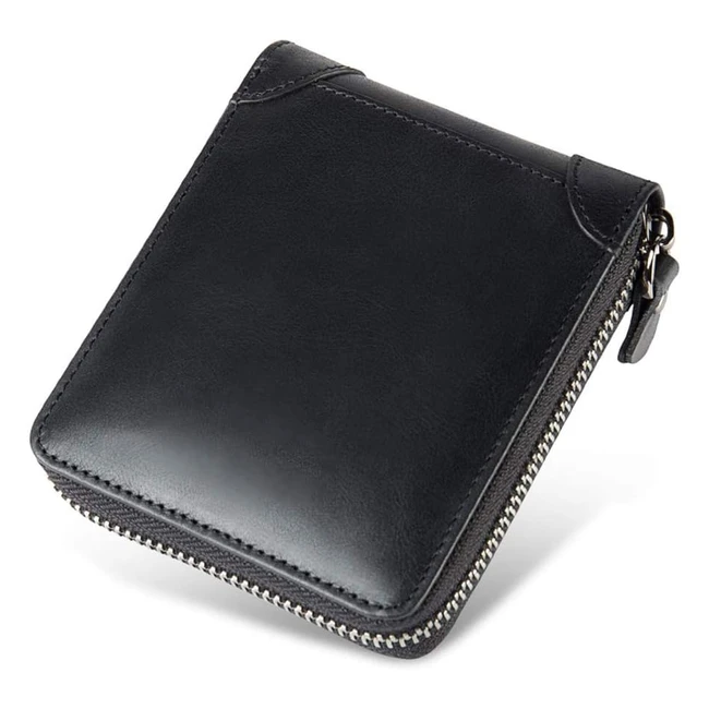 Portafoglio Uomo in Pelle con Cerniera - Waccet, Modello Piccolo, 6 Slot per Carte e Tasca per Monete