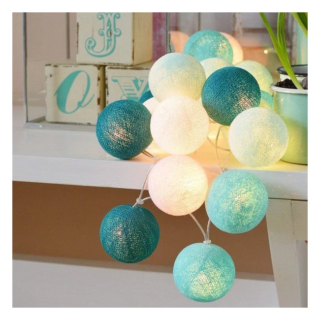 Ghirlanda Luminosa Cameretta 38m 20 Sfere Cotone LED - Spina Inclusa