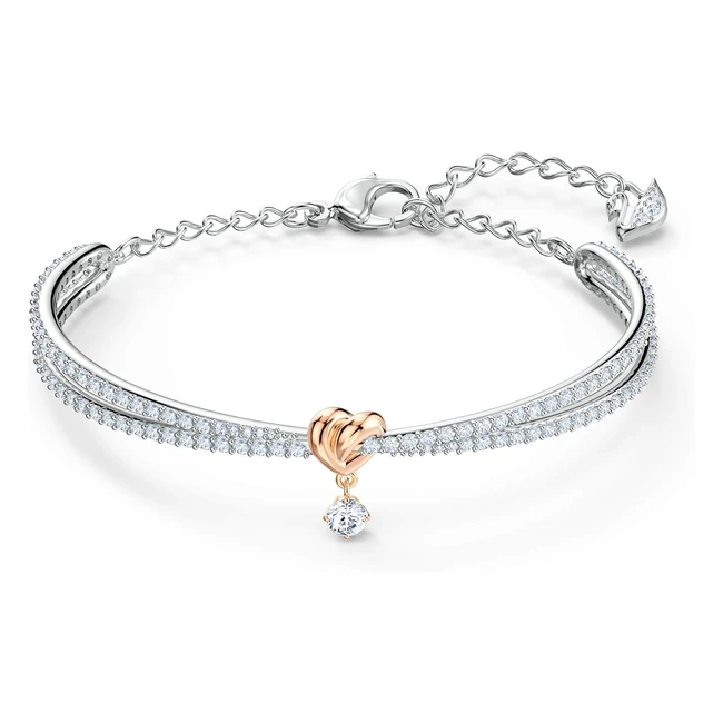 Swarovski Bracciale Rigido Lifelong Heart Cuore Bianco - Spedizione Gratuita