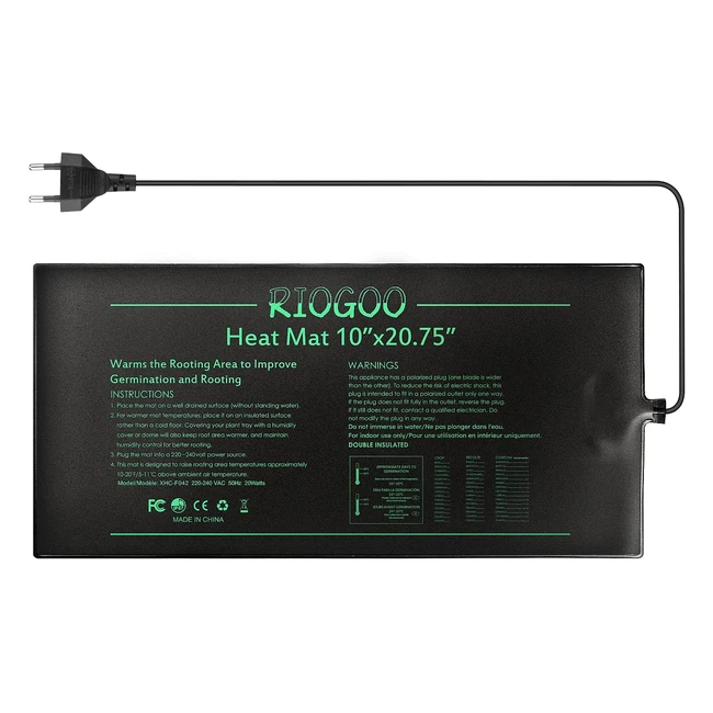 Tappetino Riscaldante per Piantina Riogoo - Impermeabile e Durevole - 10 x 2075 - Promuove la Germinazione