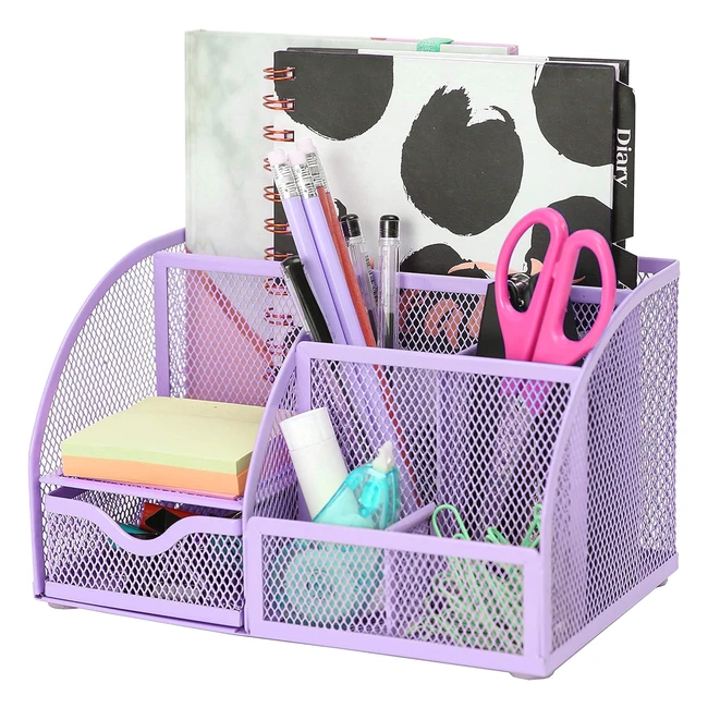 Organizer da scrivania Exerz - Portaoggetti in metallo con cassetto e scomparti - Multifunzionale